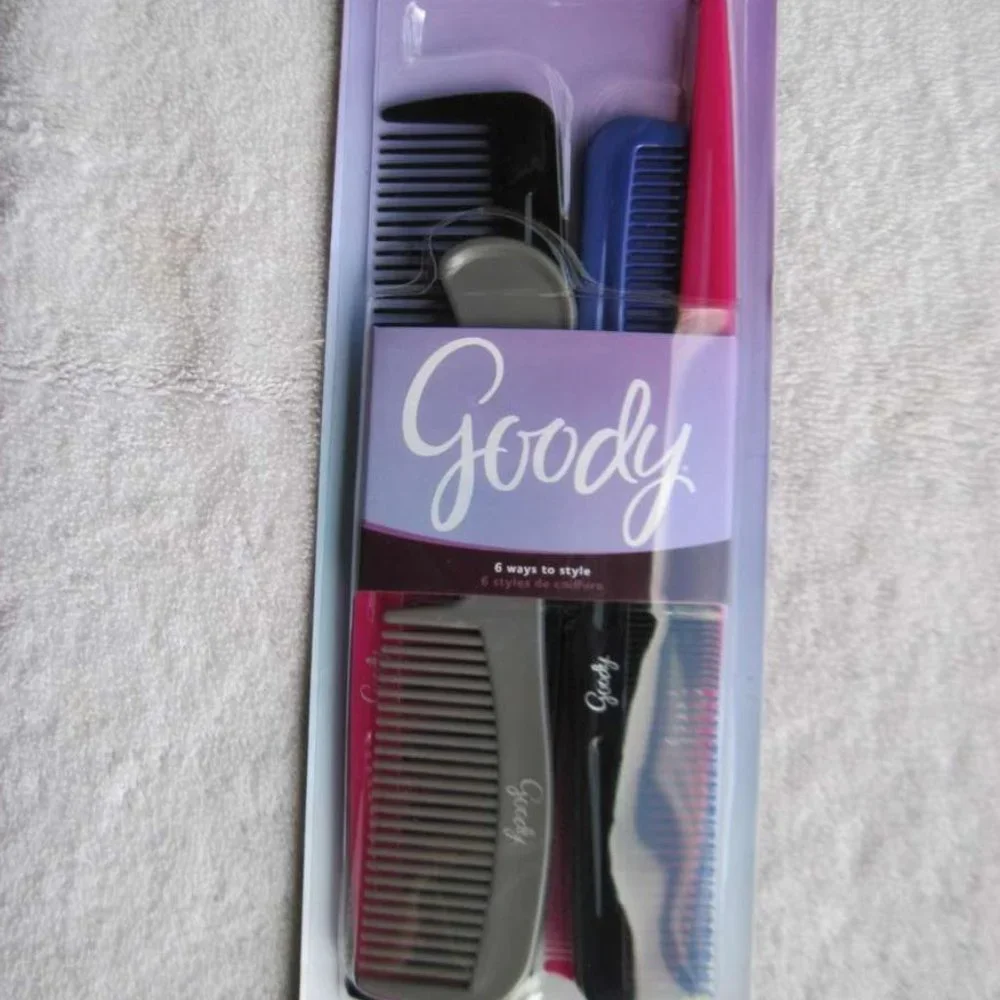 Goody Value 6 Pack Plastic Multi Hair Super Comb Set All Purpose Style Detangle
